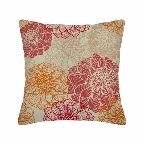 Image of Throw Pillow Covers Colorful Dress Flowers of Dahlia Pink Abstract Artistic Pillow Case 18x18 Inch Cushion Cover for Home Party