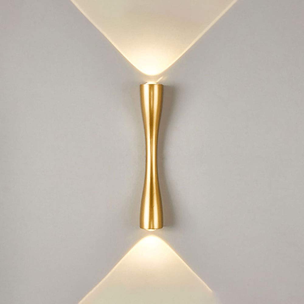 SXECAEPS Modern Wall Light Led Sconce up Down Lamp Waterproof Spotlight Gold Sconces for Living Room, Bedroom, Hallway, Bathroom, Porch Decor Ip65 Wall/Medium-6000K