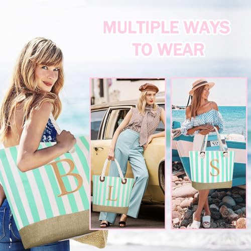 Image of GhvyenntteS Personalized Tote Bags for Women - Large Beach Bag & Makeup Bag, Birthday Gifts for Women Bridal Wife Mom Grandma Teacher Friend