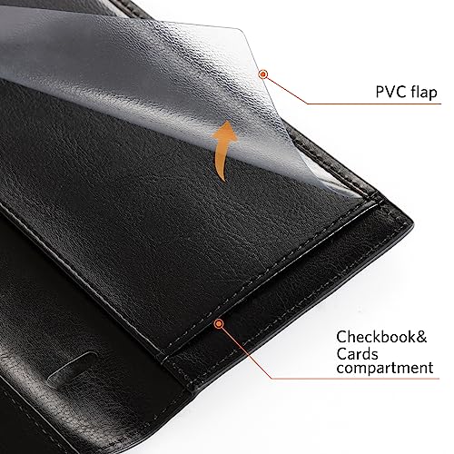 Image of CoBak Checkbook Cover for Women & Men - PU Leather Case with RFID Blocking | Classic Design Check Book Holder for Personal and Business