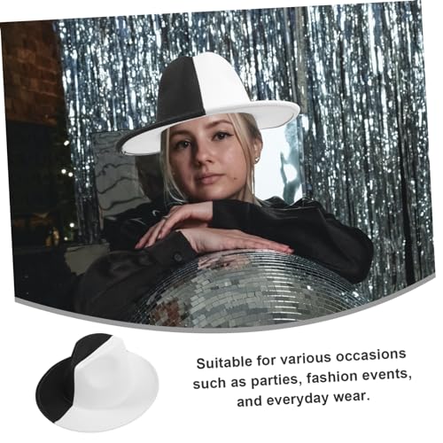 Vintage Jazz Hat for Men and Women Stylish Color Matching Fedora with Classic Flat Brim Versatile Fashion Accessory for Parties Events and Everyday Wear Multi2