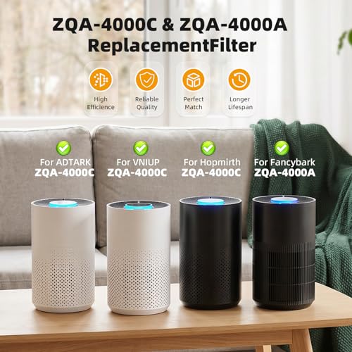 Image of ZQA-4000C Replacement Filter Compatible with VNIUP /ADTARK /Hopmirth ZQA-4000C and Fancybark ZQA-4000A Air Purifier, 3-in-1 HEPA 14 Filtration System, 2-Pack