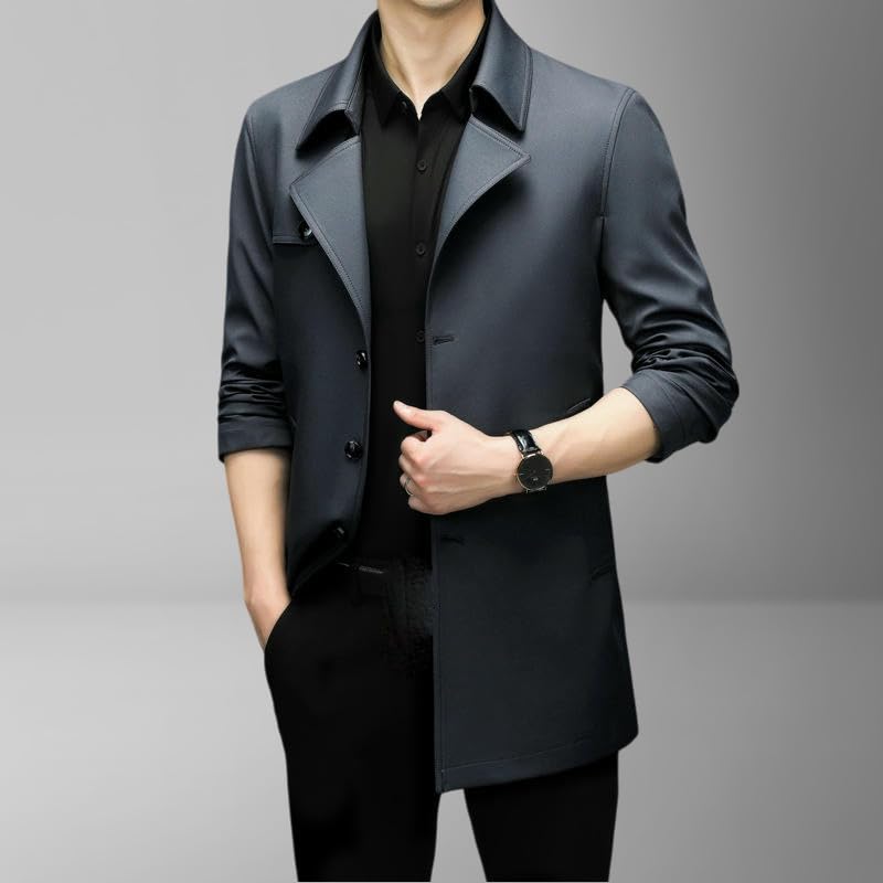 Gabardina de moda para hombre abrigo elegante de longitud media M 3