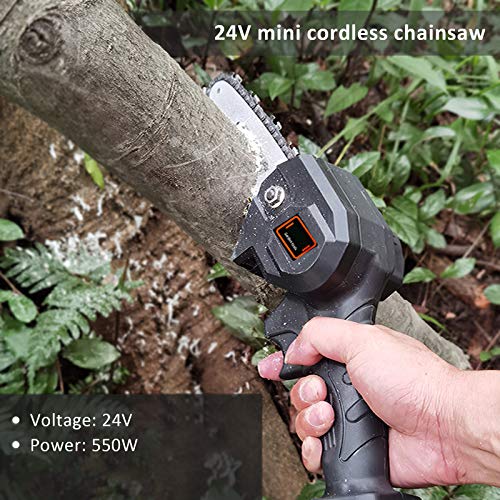 Mini Chainsaw, 4 Inch Cordless Electric Chainsaw Battery Chain Saw, One-Hand Handheld Chainsaw with Brushless Motor, Portable 24V Tree Saw for Courtyard Tree Branch Wood Cutting