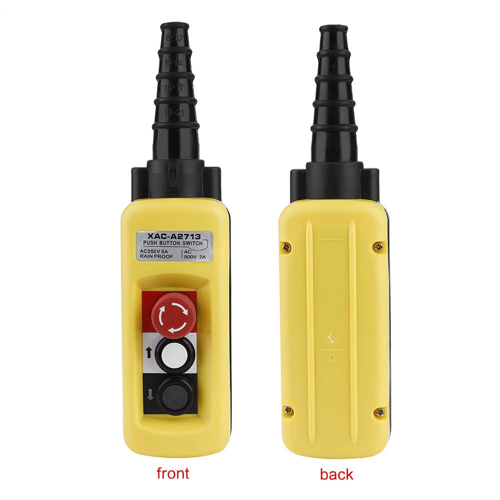 Crane Controller,Hoist Push Button Switch,Lifting Pendant Controller,Crane Chain Hoist Push Button,with Emergency Stop, and Reliable,Can Be Used with One Hand