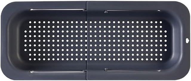 Sink Drain Telescoping Rack, Colanders & Food Strainers Multifunctional Hanging Leftover Food Filter Telescopic Sink Storage Rack Space-Saving, Portable for Washing Fruits, Vegetables - Grey