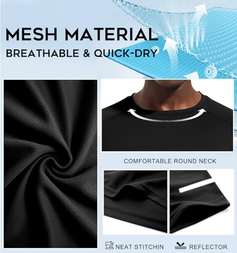 Image of Men's Quick-Dry Sportswear T-Shirts,4 /6 Pack Breathable Moisture Wicking Gym Tops for Training & Workout,Short Sleeve Tees
