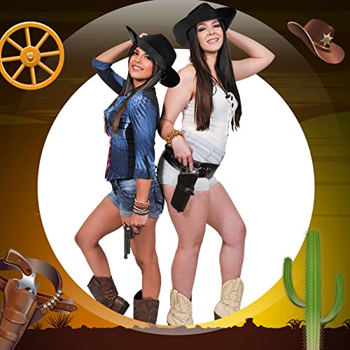 Image of Mepase Cowboy Hats Bulk Felt Western Party Wide Brimmed Cowgirl Hats Set for Adults Men Women Costume Party