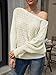 GraceSelect Womens White Off One Shoulder Sweater, Spring Fashion Sexy Crochet Tops 2025 Trendy, Slouchy Knit Sweaters Outfit