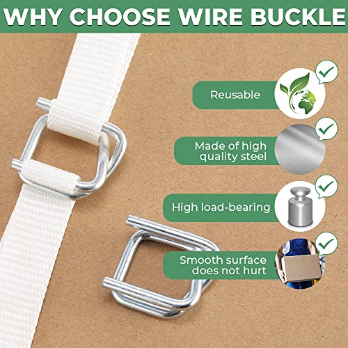 3434 heavy duty metal wire buckle for woven cord strapping 100 pack