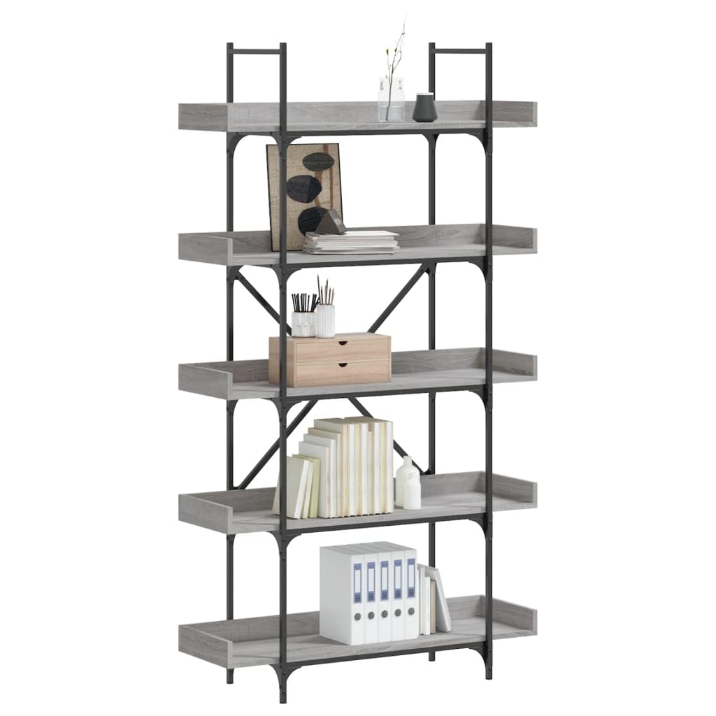 Generisch Bücherregal 5 Böden Grau Sonoma 100x33x180,5 cm Holzwerkstoff,Möbel,Regalsysteme,Bücherregale Bücherschränke-837700