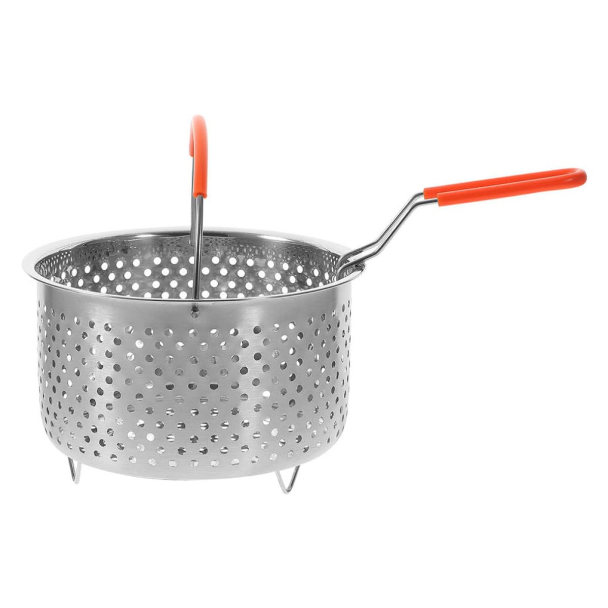 Cesta para freír y vapor en acero inoxidable con base estable para verduras y pollo frito