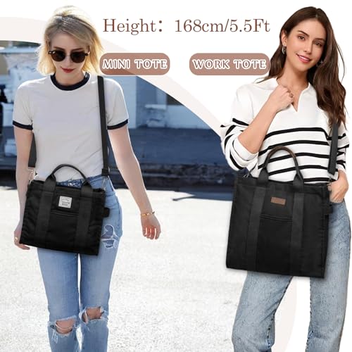 VASCHY Canvas Tote bag, Casual Reusable Work Totes for Women Teachers with Zippers Pockets Crossbody Shoulder Bag Purse2