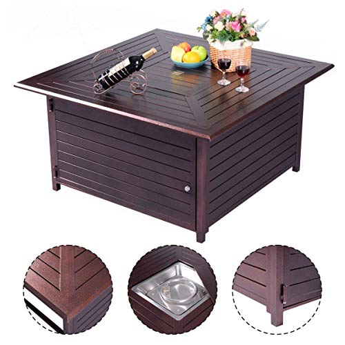 Giantex Fire Pit Table Aluminum Frame Outdoor Propane Gas Table Stove Furniture With Cover #TOP2
