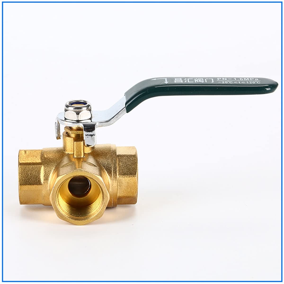 Valvola a sfera di intercettazione a 3 vie, Valvola a sfera in ottone tipo L da 1/2" e 3/4" con filettatura femmina e valvola a sfera for tubo a passaggio completo(Dn20 3/4")