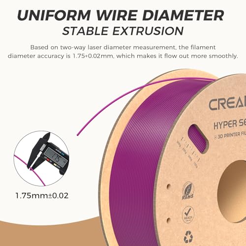 Image of Official Creality Hyper PLA Filament 1.75mm, High Speed PLA 30-600mm /s Rapid 3D Printer Filament, Dimensional Accuracy + /-0.02mm, Fit Most FDM 3D Printers，1KG(2.2lbs) Spool Purple