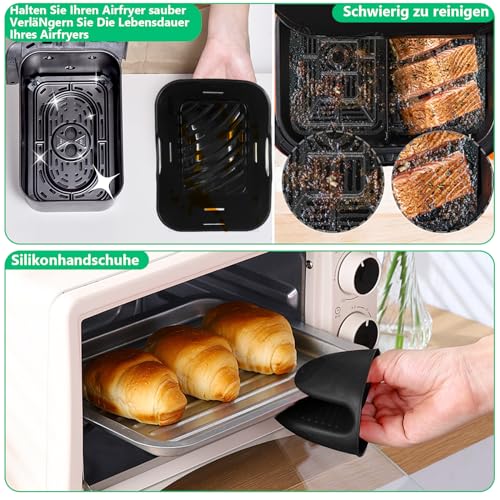 Silikonform für Heißluftfritteuse Zubehör- Airfryer Zubehör für Ninja Foodi AF400EU AF500EU Double Stack XL SL400EU 9.5L, COSORI 8,5L/10L, Dual Zone Heißluftfritteuse Zubehör, Air Fryer Accessories – Bild 7
