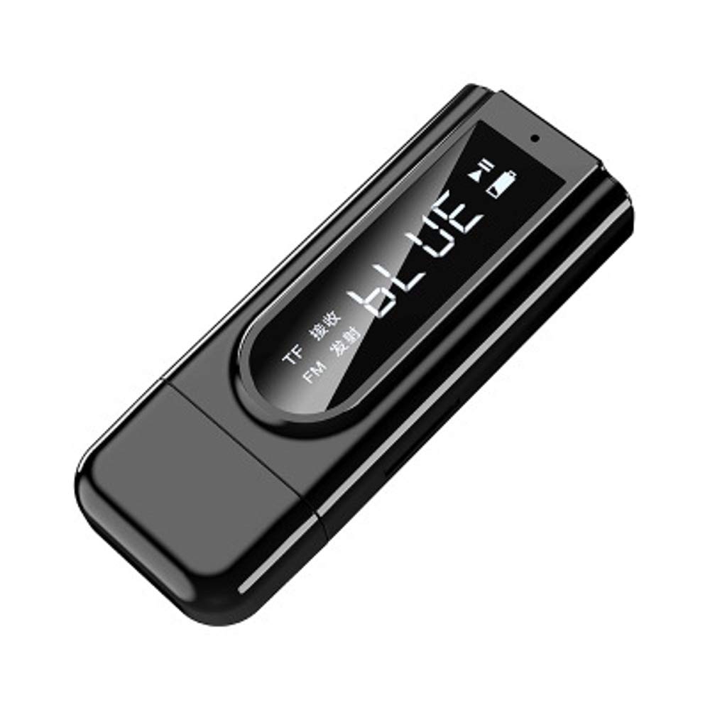 YONGYAO Bluetooth 5.0 Audio Inalámbrico Receptor Transmisor Adaptador Reproductor de MP3 Negro AUX FM Salida Dual TF USB 3.5mm Jack para TV PC Coche Kit