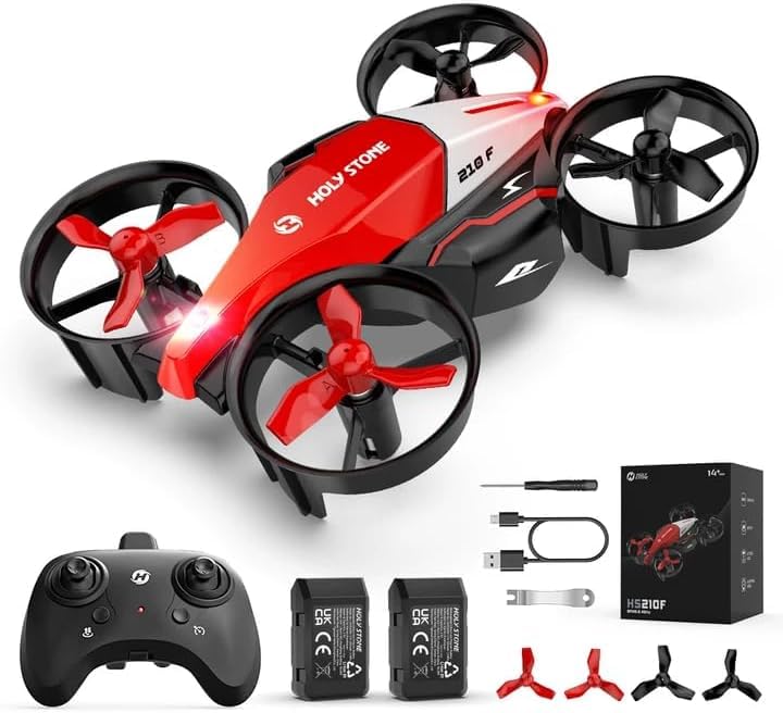 Holy Stone HS210F Mini Dron para Niños, Cuadricóptero RC 2 en 1 para Interior con Luces LED, Despegue/Aterrizaje, Giro 3D, 2 Baterías Modulares Seguras, Regalo para Niños y Niñas