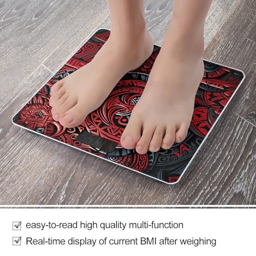 Báscula digital slim con patrón tribal rojo miniatura 5