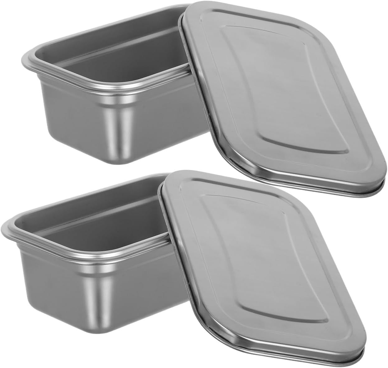 2pcs reusable stainless steel ice cream storage containers with lids for homemade ice cream freezer storage ideal for kitchen use and food preservation 7.6 x 4.9 x 2.8inch