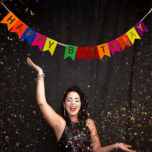 Image of Wanna Party Multicolor Happy Birthday Banner,Rainbow Bunting Banner for Kids and Adults for Happy Birthday Decoration Items for Kids (Cardstock)