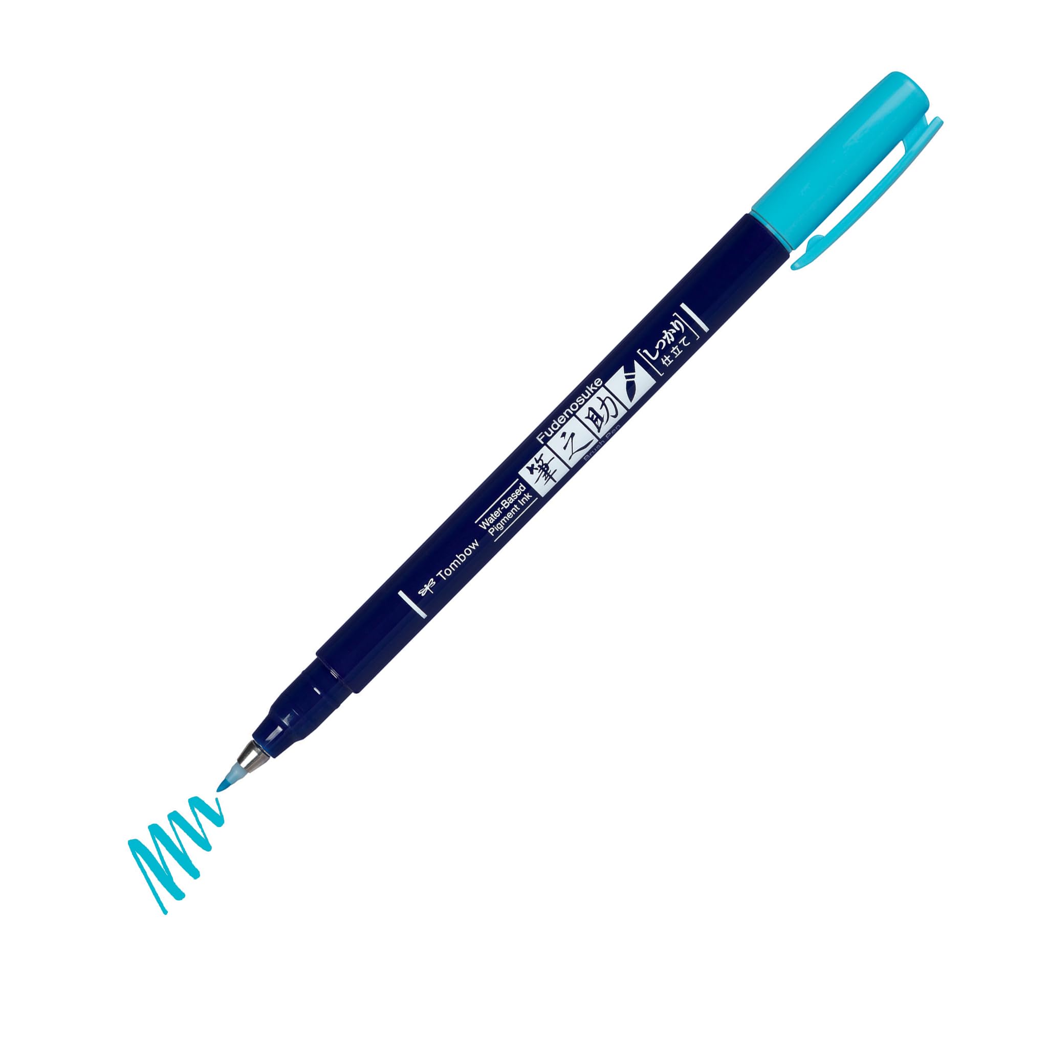 Tombow | Rotulador Fudenosuke Hard Azul Neón | Pincel para Lettering, Caligrafia, Contornos, Dibujo, Ilustraciones, Esbozos | Punta Elastica Dura | Resistente al agua