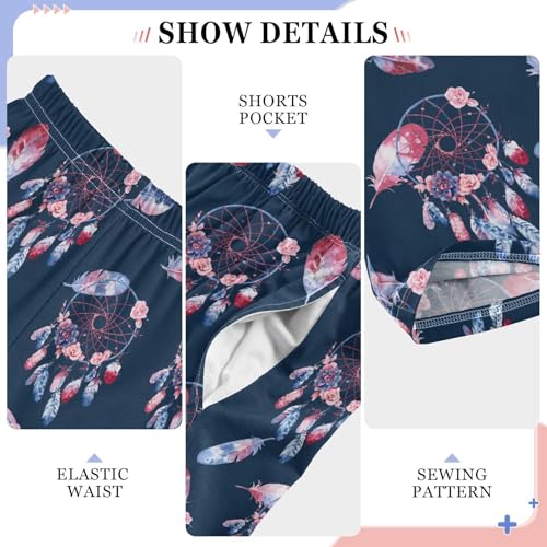 ZZXXB Dreamcatcher Feather Boys Long Pants Soft Trousers Elastic Waist Kids Lounge Bottoms with Pockets S-XL4