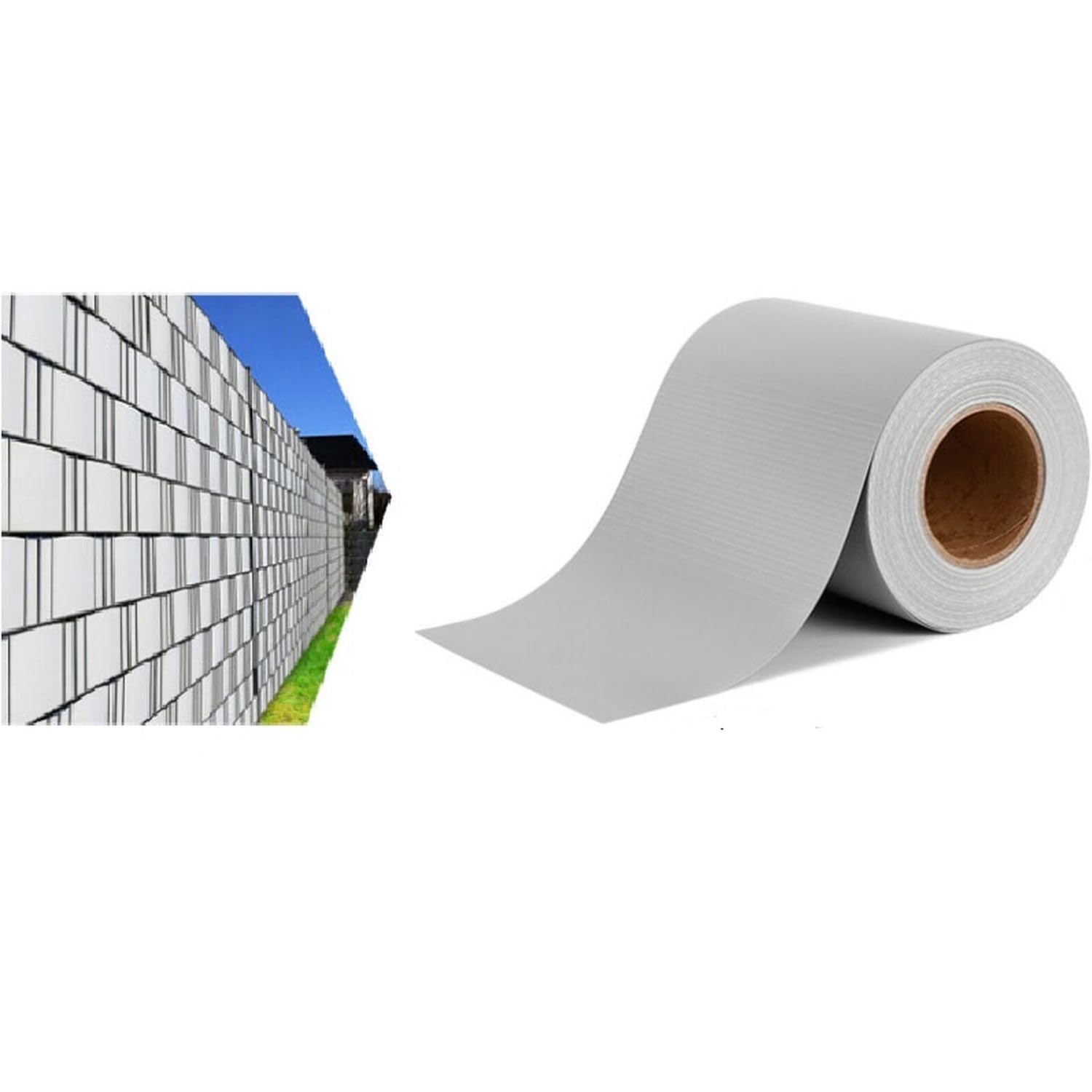 Toilinux.​com Brise-​Vue en PVC Gris Clair 70 m x 19 cm – Occultant Clôture Jardin 450 g/​m² – Pare-​Soleil & Coupe-​Vent – 70 Clips de Fixation Inclus – Grande Longueur pour Grillage Terrasse Balcon