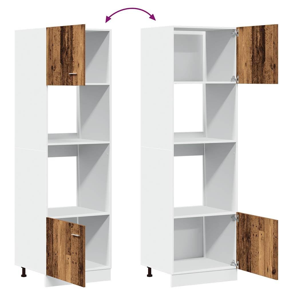 vidaXL Mikrowellenschrank Lyon Altholz-Optik 60x57x207 cm Holzwerkstoff