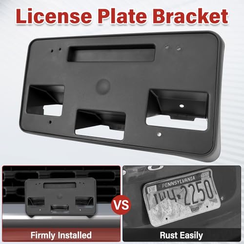 Image of License Plate Bracket Accessories for Chevrolet Chevy Silverado 2500 HD 2020 2021 2022 2023, Silverado 3500 HD 2020-2023 Front Bumper License Plate Holder Replacement Frame Black Mount