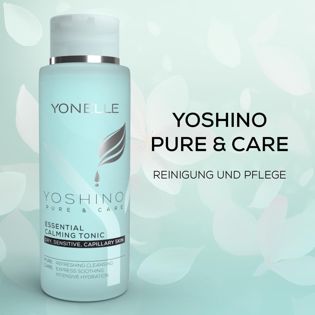 YONELLE Gesichtswasser mit Hyaluronsäure D-Panthenol Jeju-Blütenessenz - YOSHINO PURE & CARE - Toner Gesicht für Trockene, empfindliche und Couperose-Haut – 400 ml – Beruhigende