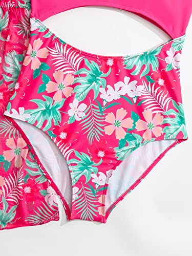 COZYEASE Girls' 2 Piece Sets Print Scoop Neck One Piece Swimsuit with Short Sleeve Cover Ups4