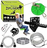 TT TRSMIMA 150/180/200 Feet Zip Line Kit for Kids and Adult Up to 330 lb - Updated Removable Design Trolley and Thickened Seat Rust Proof W/Safety Harness - Zipline Kits for Backyard