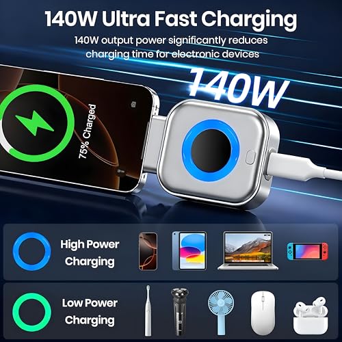 Image of Smart Auto Stop Charging Protector, 140W USB-C Auto Power Cut-Off Device with AI Full-Charge Disconnect, Battery Protection Accessory for Phones, Tablets, Laptops & Type-C Devices