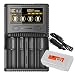 Nitecore SC4 Superb Charger with USB Output includes Car Charger Adapter and LumentTac Battery Organizer Bundle for 18650 17650 17670 RCR123A 16340 14500 Batteries