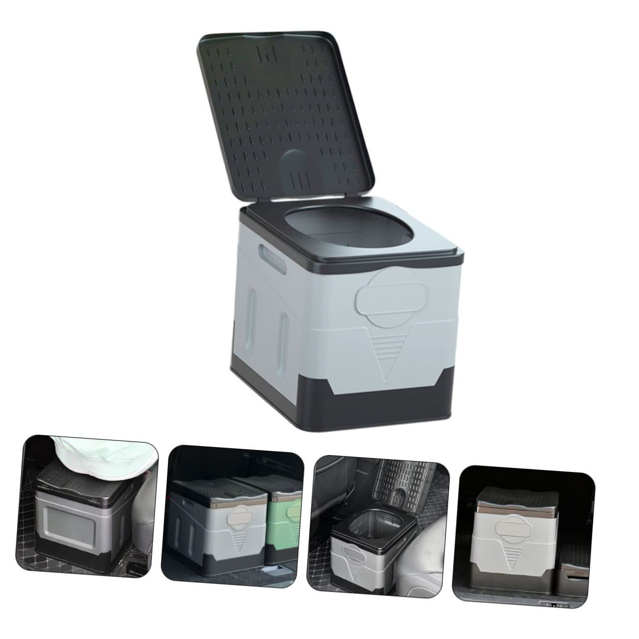 GALPADA Inodoro Caja de Almacenamiento de PP Resistente Portátil Plegable Orinal de Viaje Compacto para Camping y Emergencia