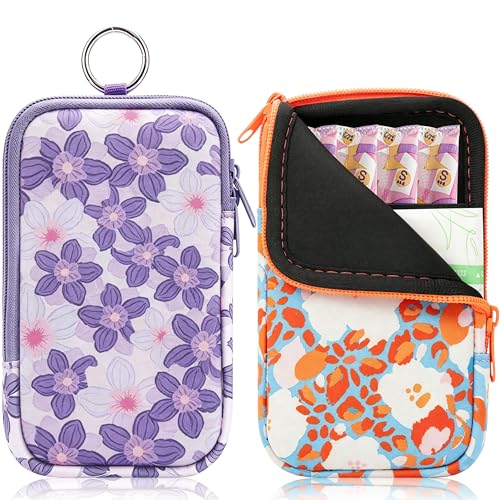 Image of KJQJLY 2 Pack Portable Tampon Organizer Bag Tampon Holder & Storage Case with Zipper for Travel, Discreet Period Bag for Purse, Waterproof Feminine Products Pouch for Women (Yellow & Purple)