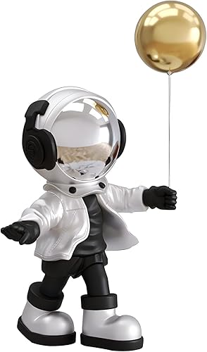 Figura de astronauta, escultura de resina con una pequeña estrella, linda astronauta, decoración de arte moderno, adecuada para escritorio, sala de