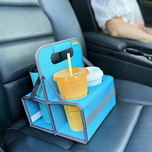Meori Reusable 4-Cup Carrier With Handle, Folds Flat, Carry Coffee, Wine, Cocktails, Portable Drink Caddy #TOP6