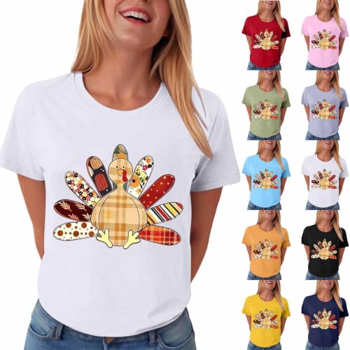 Thanksgiving Shirts for Women Crew Neck Short Sleeve Tee Tops - image 1