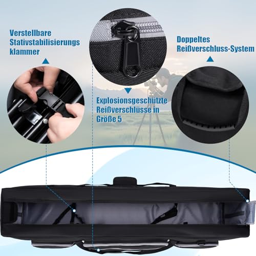 OUUTMEE Bolsa de transporte para trípode, bolsa grande para trípode fotográfico con separadores acolchados extraíbles, bolsa de soporte de luz con base acolchada a prueba de golpes para trípodes de - imagen 3