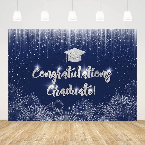 Fondo fotográfico graduación 10x7ft azul plata miniatura 2