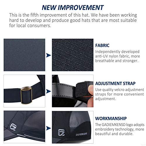 GADIEMKENSD Quick Dry Sports Hat Lightweight Breathable Soft Outdoor Run Cap (Classic up, Deep Gray)