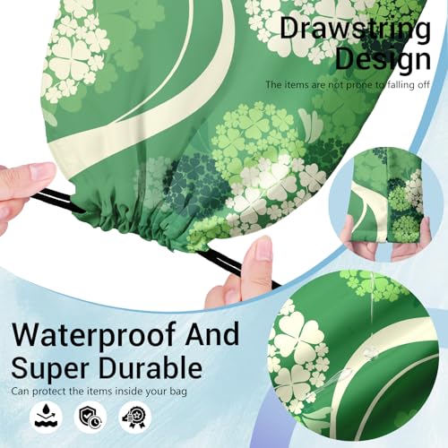 Image of Green Leaf Floral Grip Bag for Gymnast Adjustable Outdoor Sports Gymnastics Drawstring Bag