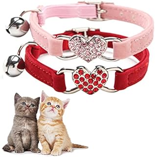 kuou 2 PCS Lovely Kitten Collar, Cat Collar with Bell and adjustable Elastic Strap