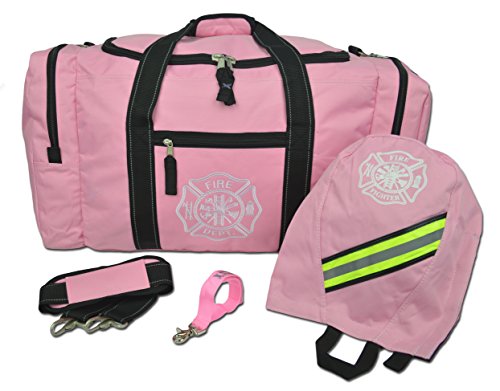 Lightning X Firefighter Turnout Gear Package - Gear Bag, SCBA Mask Bag, Fire Glove Strap, Shoulder Strap (Pink)