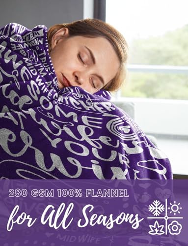 Image of Huglanket Midwife Gifts, Midwife Blanket for OB Nurses, Obstetrician-Gynecologist, Pediatricians, Coworkers from Pregnant Women, 65 x 50 Inches