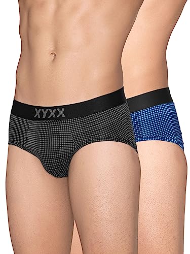 Image of XYXX Men's Blox Tencel Micromodal Regular Fit Printed Antimicrobial Briefs with No Marks Waistband (Pack of 2)