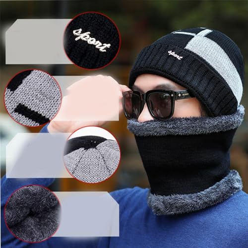 Gorro y bufanda de punto con calefacción USB unisex para invierno 6